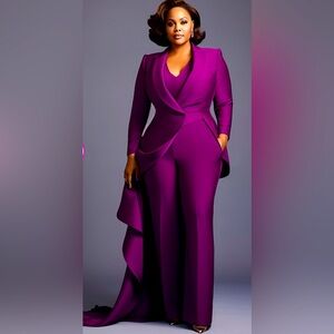 New never worn very dramatic Women’s Pant suit with long tail.